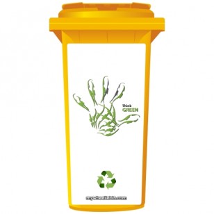 Think Green Recycle Handprint Wheelie Bin Sticker Panel